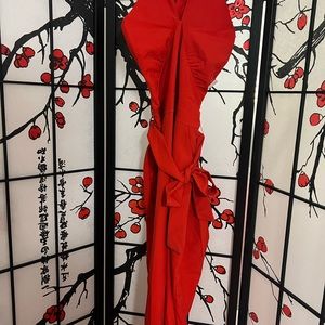 Small red NYE York company jumpsuit with pockets